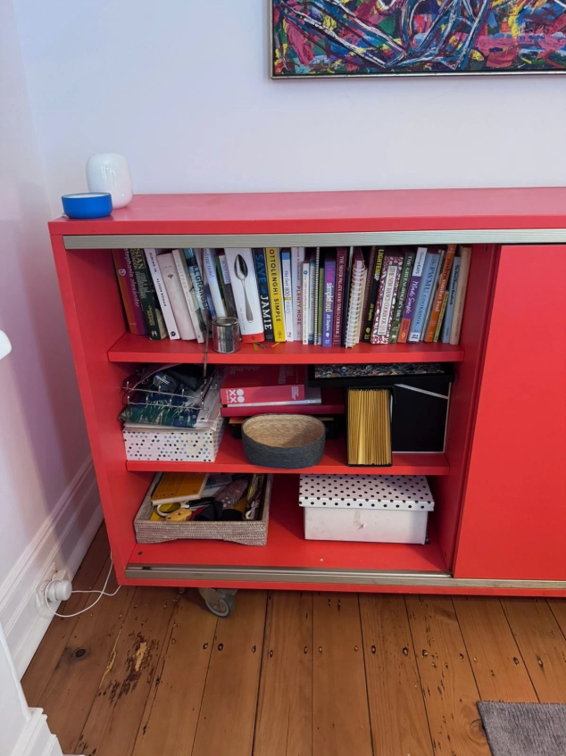 Space Furniture Italian Designer Sideboard Red Storage Cabinet Credenza Unit