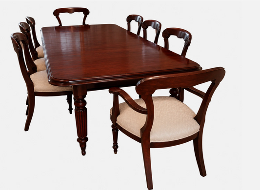 Vintage Solid Timber Dining Table Extendable 8 Seater Set Carver Chairs