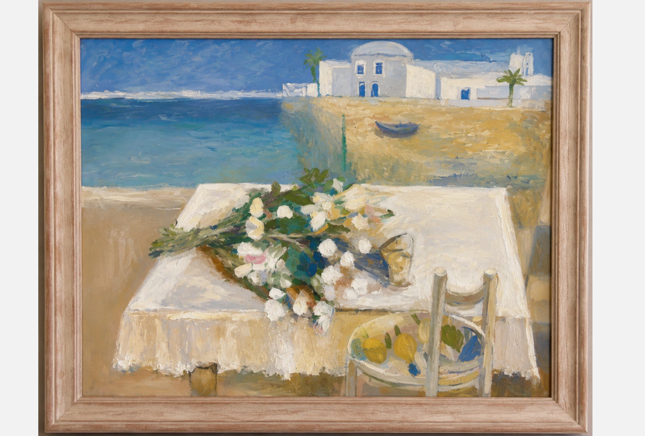 Original Gianni Pesse Oil Painting 1981 Coastal Landscape Framed Art