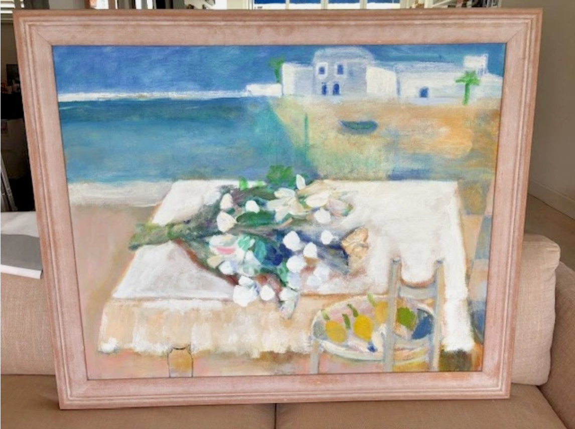 Original Gianni Pesse Oil Painting 1981 Coastal Landscape Framed Art