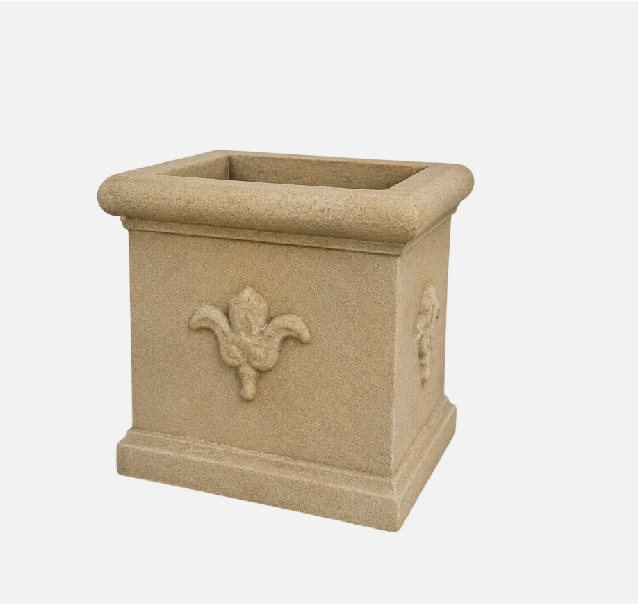 Pair of Large Outdoor Stone Planters with Agave Plants