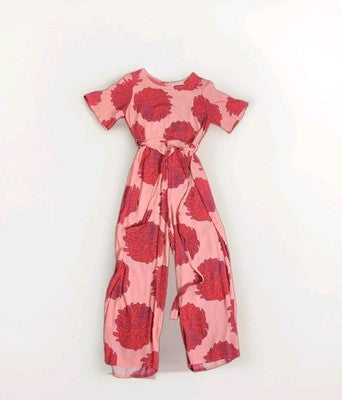 Mister Zimi Pink Floral Wide Leg Jumpsuit Belted Viscose Womens Size 8 AU - Image 1