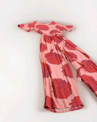 Mister Zimi Pink Floral Wide Leg Jumpsuit Belted Viscose Womens Size 8 AU - Image 2