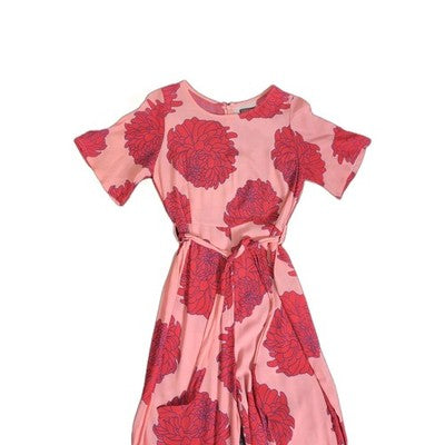 Mister Zimi Pink Floral Wide Leg Jumpsuit Belted Viscose Womens Size 8 AU - Image 4