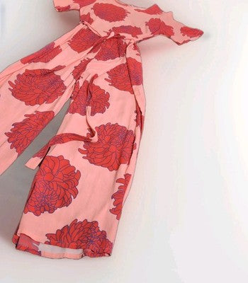 Mister Zimi Pink Floral Wide Leg Jumpsuit Belted Viscose Womens Size 8 AU - Image 5