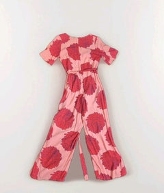 Mister Zimi Pink Floral Wide Leg Jumpsuit Belted Viscose Womens Size 8 AU - Image 7