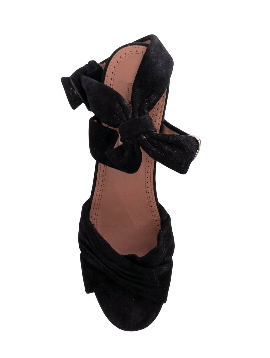 Alaïa Black Suede Bow Platform Sandals - EU 38 - Image 2