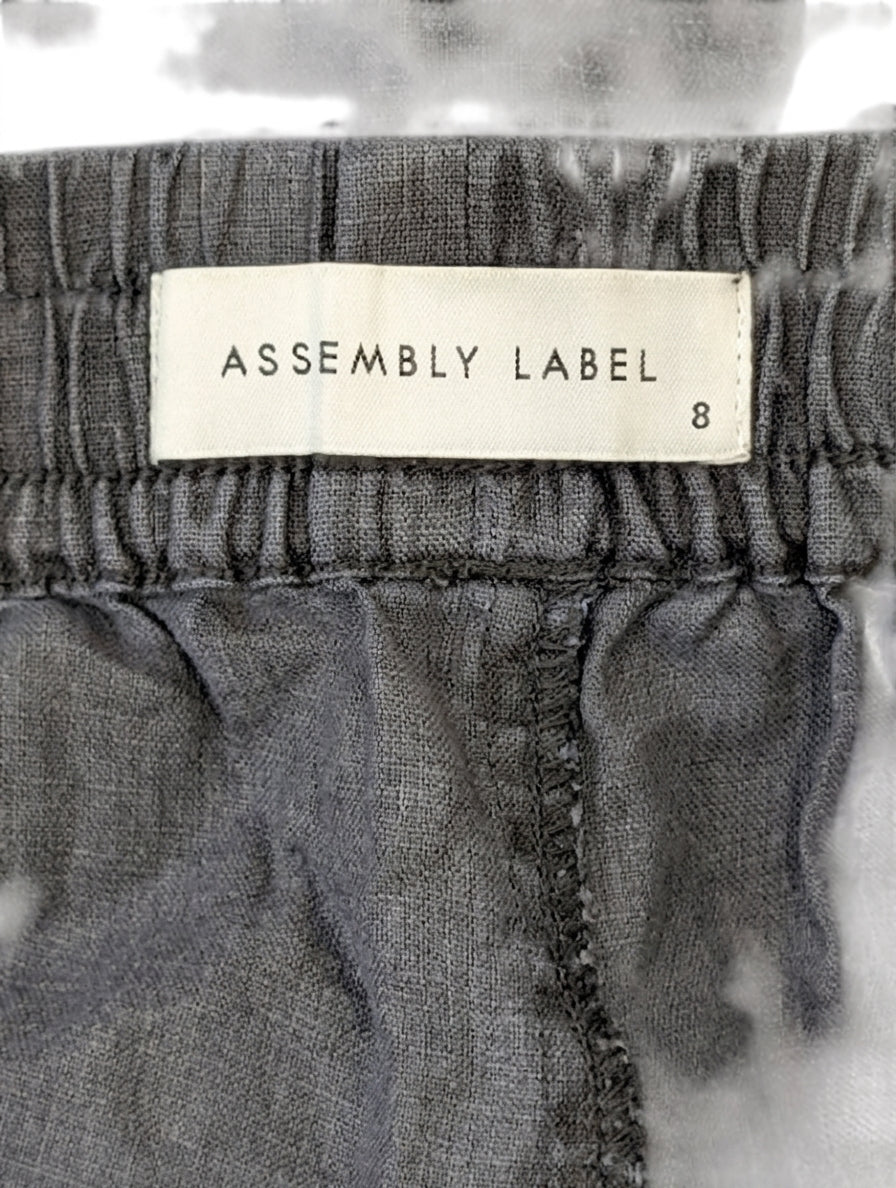 Assembly Label Linen Elastic Waist Pants - Charcoal Grey Size 8 - Image 2