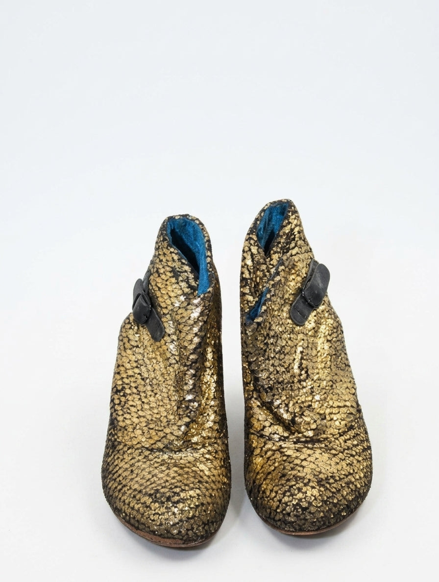 United Nude Fold Hi Metallic Gold Ankle Boots - Women's EU 39 - Image 1