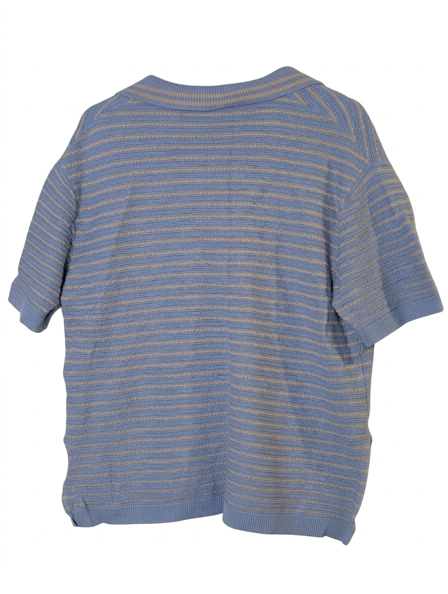 Ceres Life Organics Textured Stripe Polo Shirt - Blue/Beige - Size M - Image 2