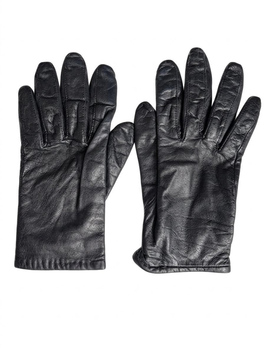 Classic Black Leather Winter Gloves - Soft Lined - Image 1