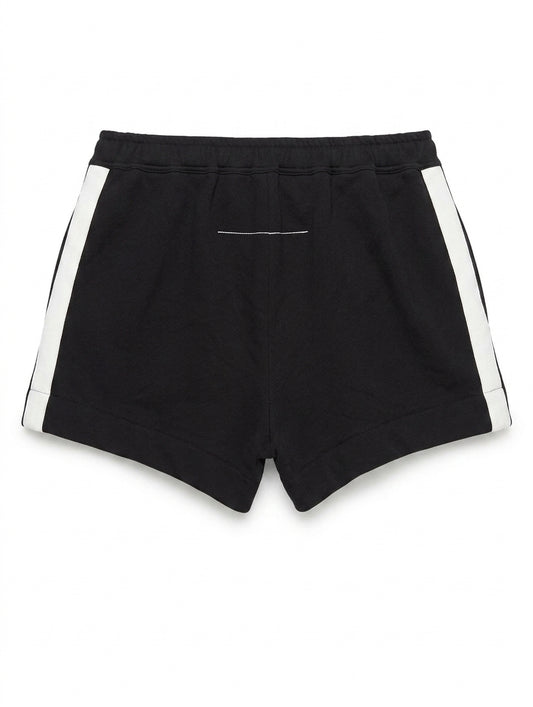Assike Athletic Sweat Shorts - Black with White Side Stripe - Image 1