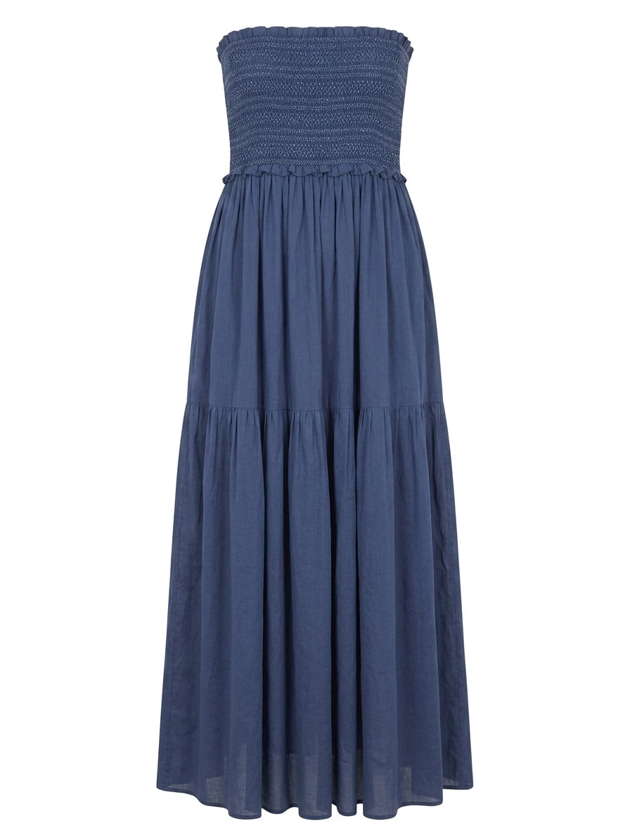 Isabel Marant Blue Smocked Strapless Maxi Dress - Size 36 - Image 1
