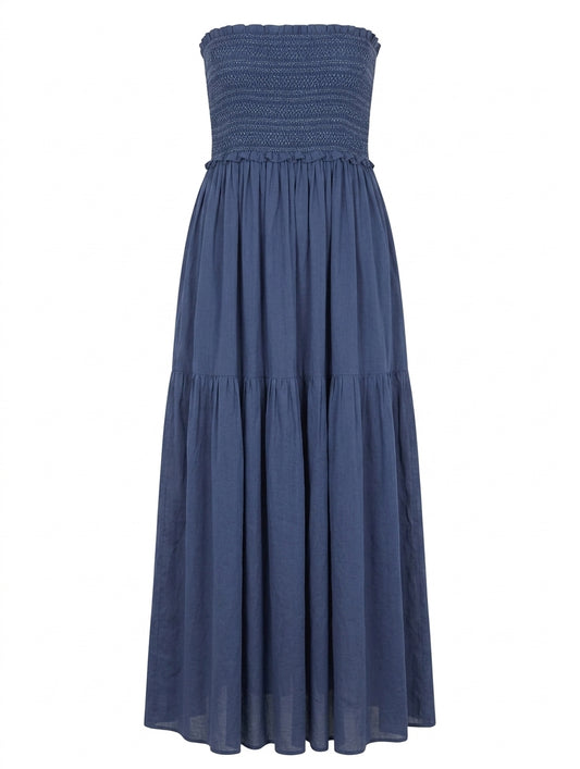 Isabel Marant Blue Smocked Strapless Maxi Dress - Size 36 - Image 1