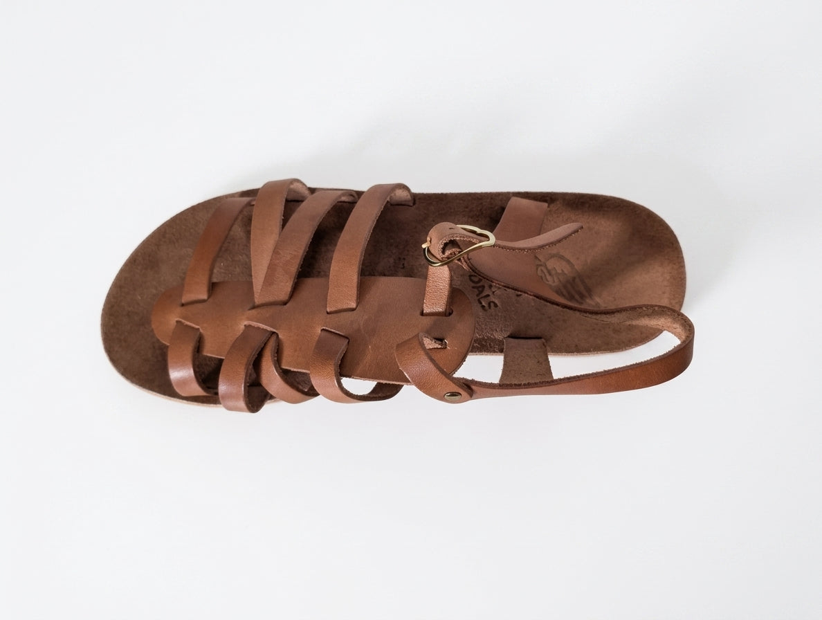 Ancient Greek Sandals - Tan Leather Gladiator Sandals EU 39 - Image 1