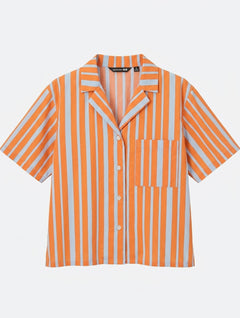 Uniqlo x Marimekko Women's Striped Open Collar Short Sleeve Shirt - Size M - Image 1