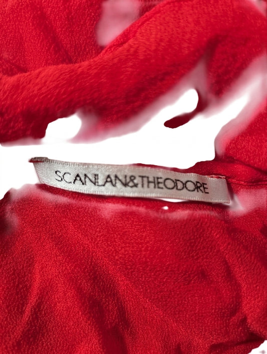 Scanlan & Theodore Red Silk Sheer Button-Down Dress - Image 2