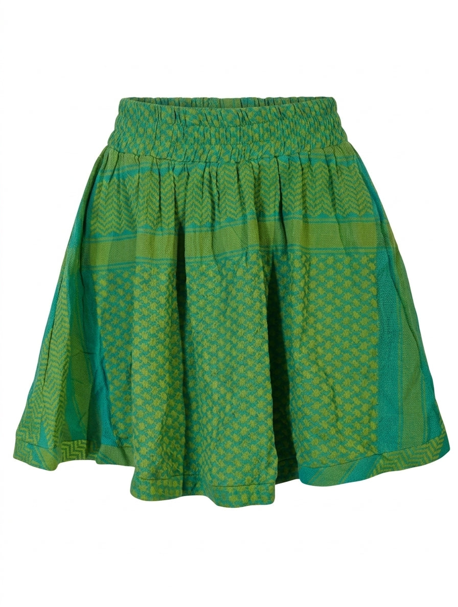 Cecilie Copenhagen Patterned Elastic Waist Skirt - Green & Teal Size S - Image 1