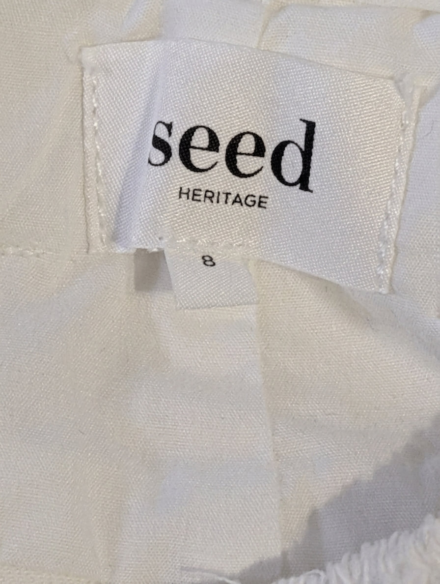 Seed Heritage White Denim Button-Front Midi Skirt - Size 8 - Image 4