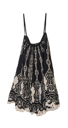 Anitsa Paris Vintage Tribal Print Maxi Skirt - Black & White Boho - Image 1