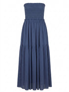 Isabel Marant Blue Smocked Strapless Maxi Dress - Size 36 - Image 1