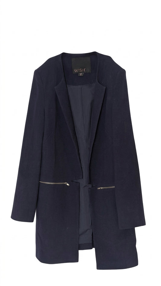 Wish Australia Arosa Blazer Jacket - Navy Blue Zipper Detail Size 12 - Image 1