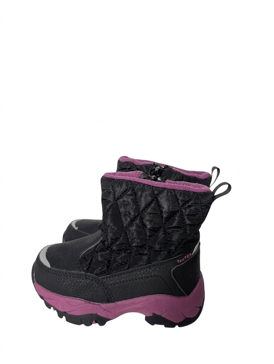 Crane Kids Quilted Winter Boots - Black & Pink Waterproof Snow Boots - Image 2