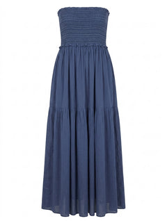 Isabel Marant Blue Smocked Strapless Maxi Dress - Size 36 - Image 1