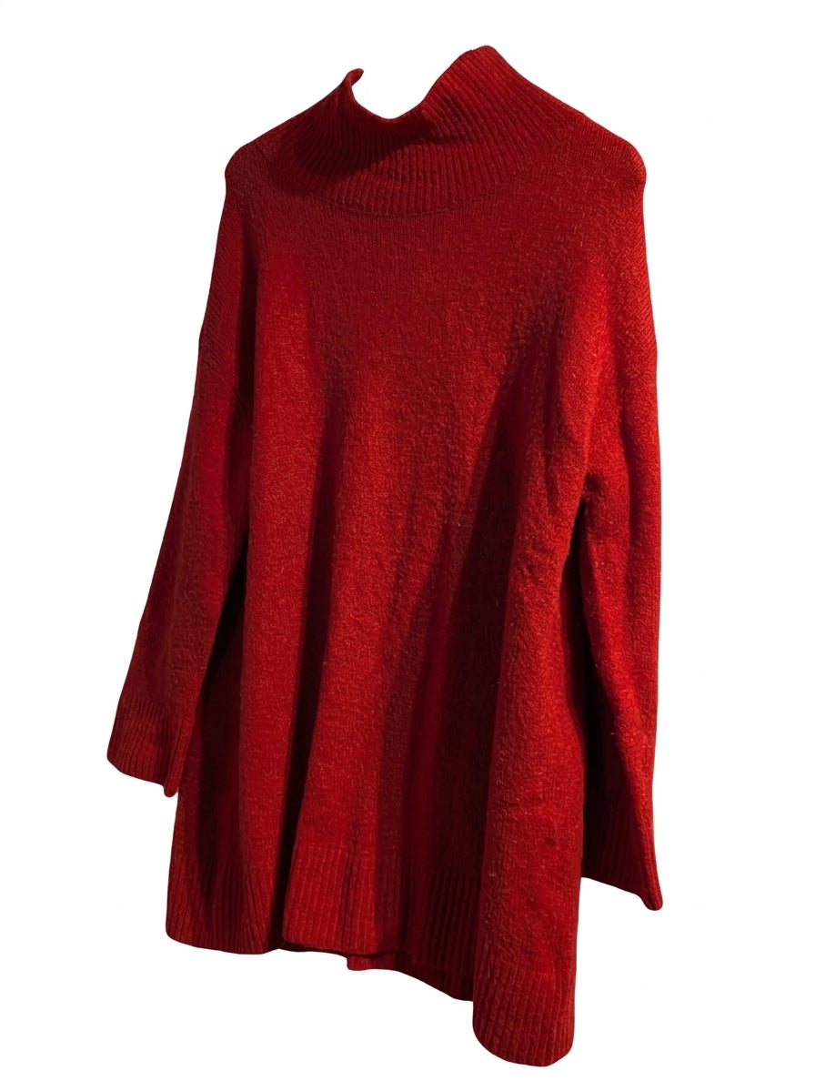 Zara Knit Red Mock Neck Oversized Sweater - Size S - Image 1