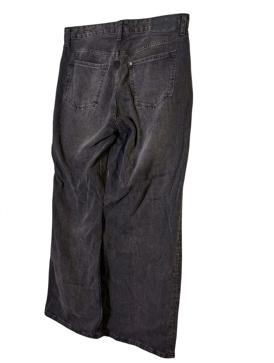 H&M Baggy Wide Loose Fit Jeans - Black Denim - Image 1