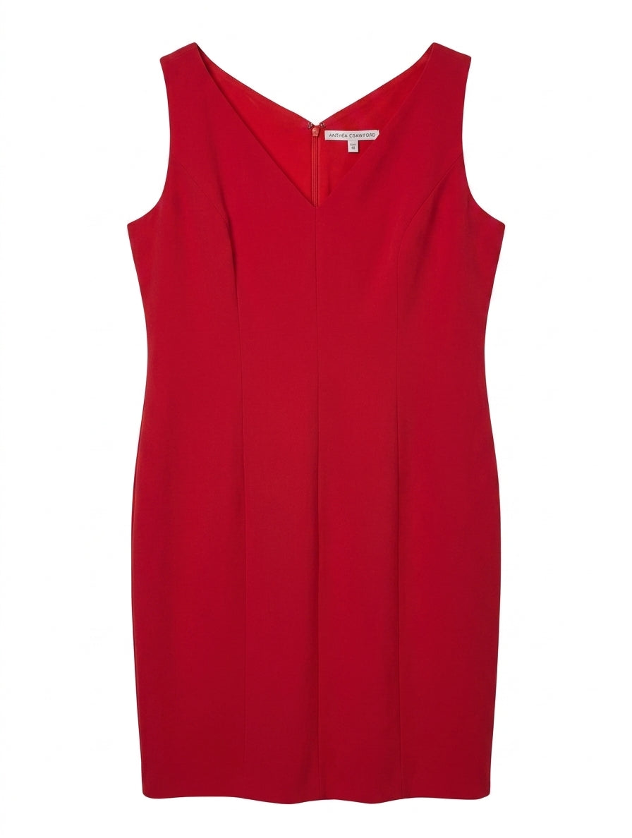 Anthea Crawford Red Sleeveless Sheath Dress - Size 18 - Image 1