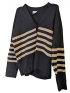 Seed Heritage V-Neck Cardigan - Black and Tan Striped Women's Size M - Image 1