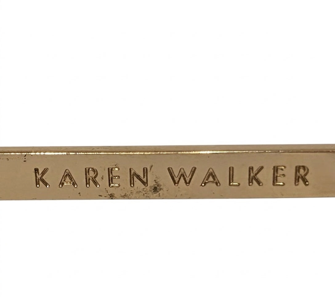Karen Walker Sunglasses - Navy Round Frame With Gold Tone Accents - Image 2