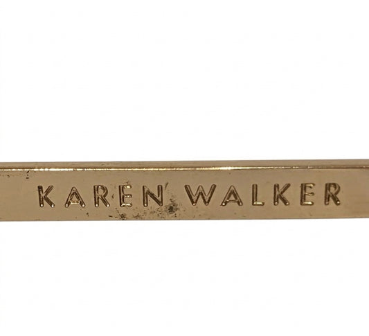 Karen Walker Sunglasses - Navy Round Frame With Gold Tone Accents - Image 2