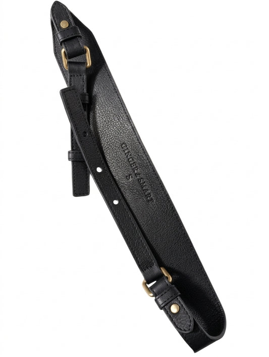 Ginger & Smart Black Leather Waist Belt - Gold Hardware Size S - Image 1