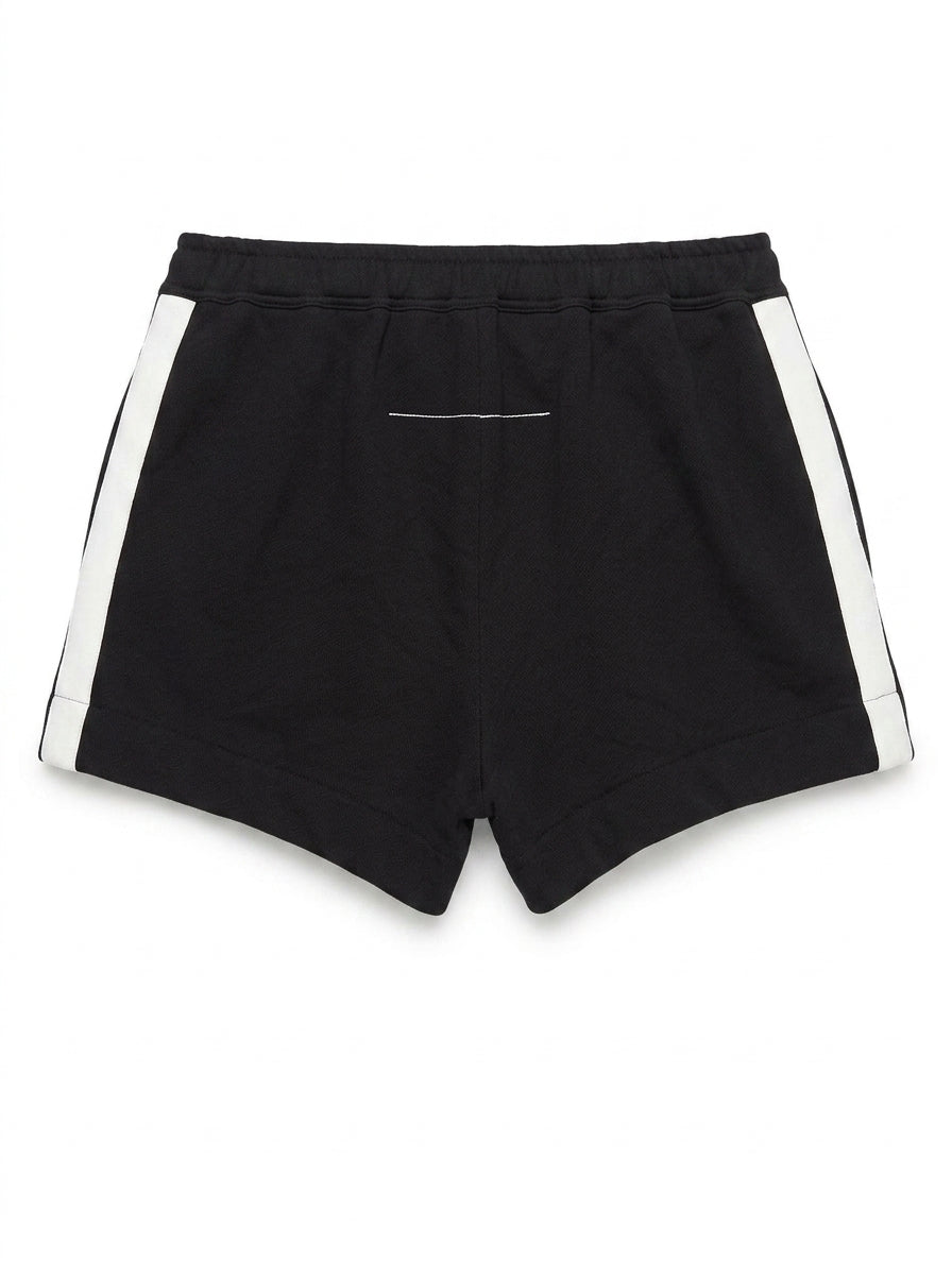 Assike Athletic Sweat Shorts - Black with White Side Stripe - Image 1