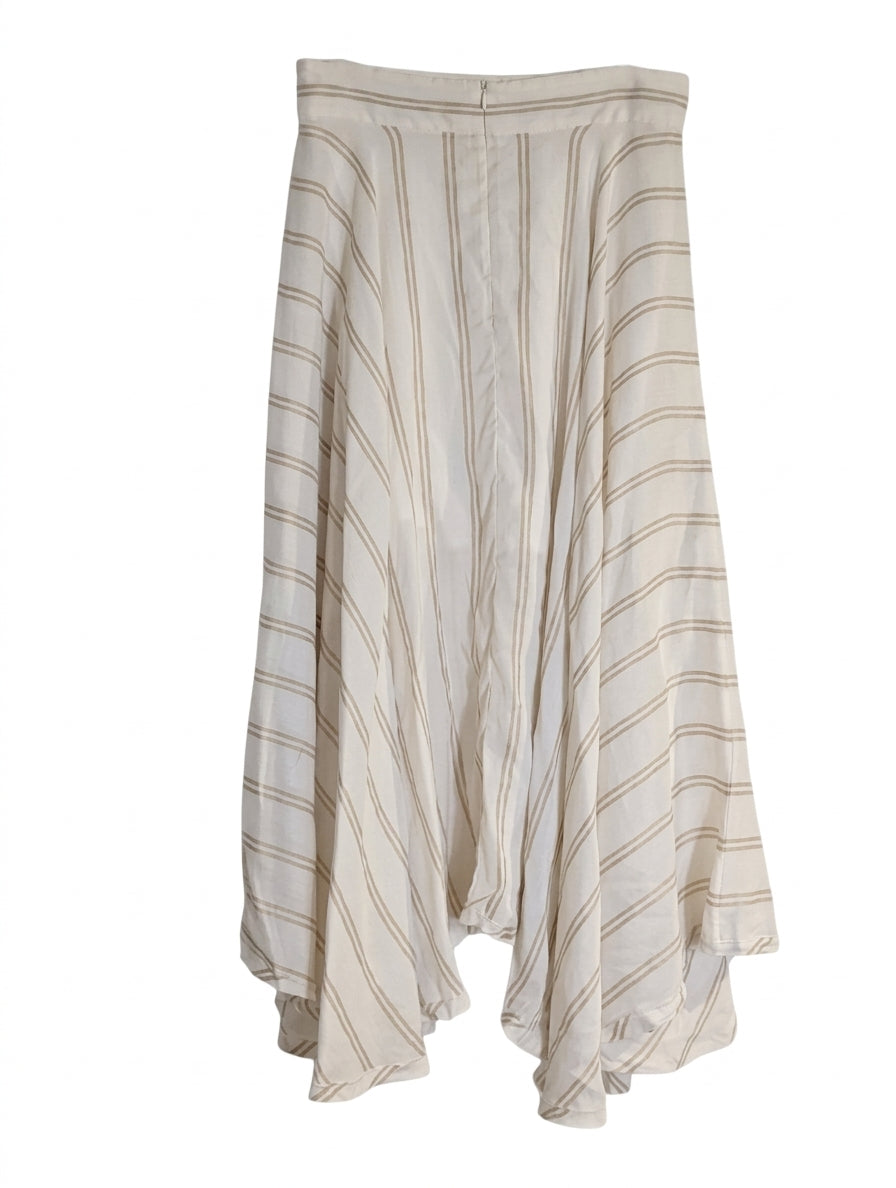 KITX Striped Midi Skirt - Cream & Beige Rayon Silk Blend Size 12 - Image 2