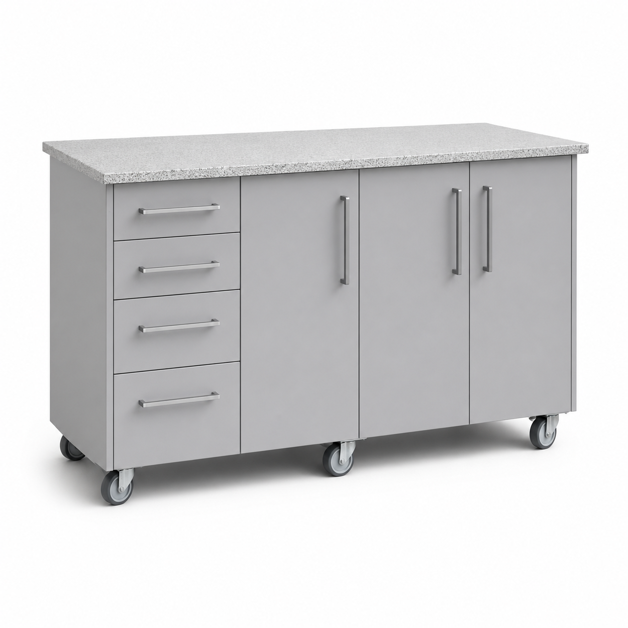 Outdoor Kitchen Island Granite Top Storage Cabinet on Castors 164cm