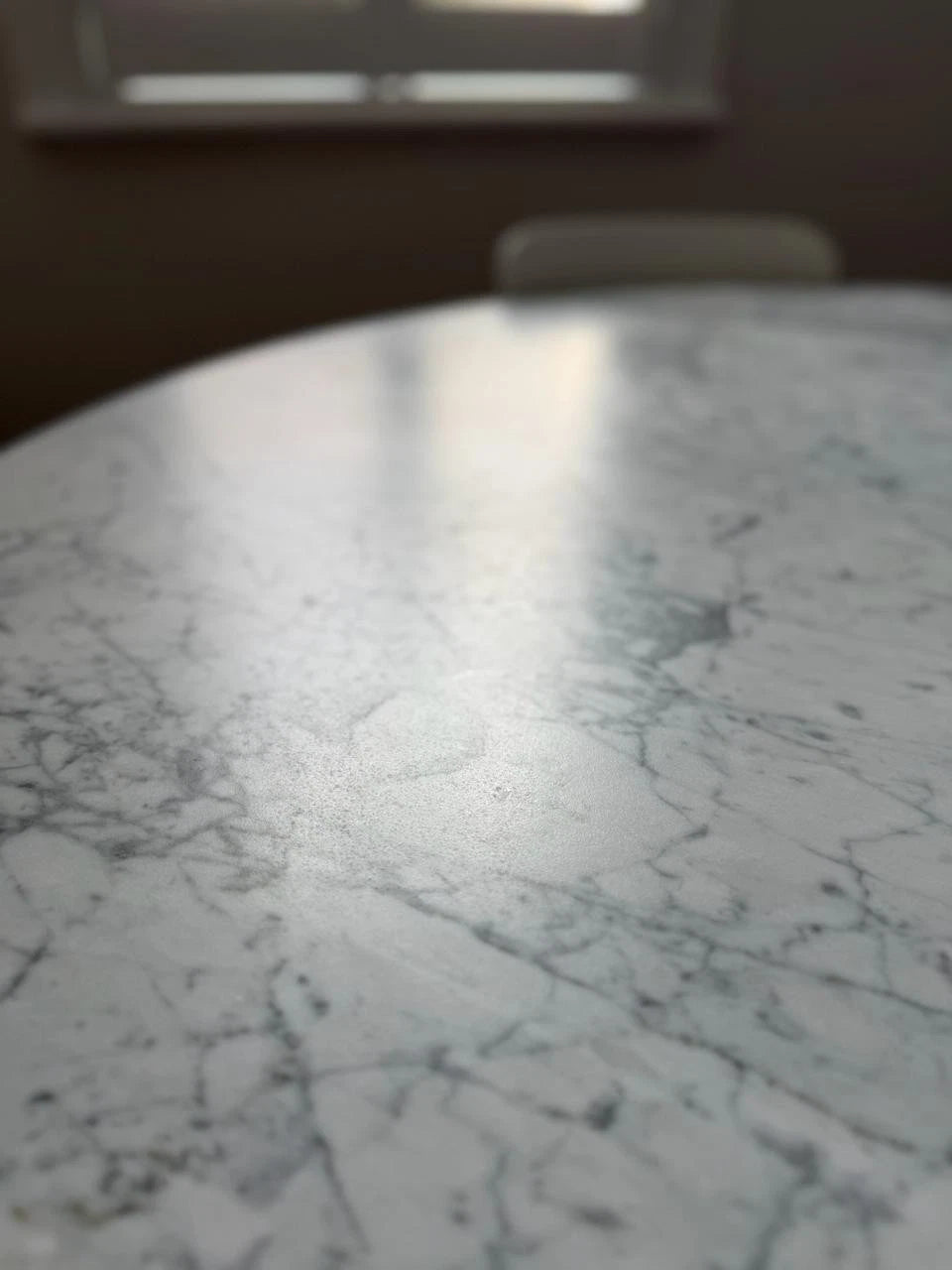 Marble Round Dining Table with 6 Vitra HAL Chairs