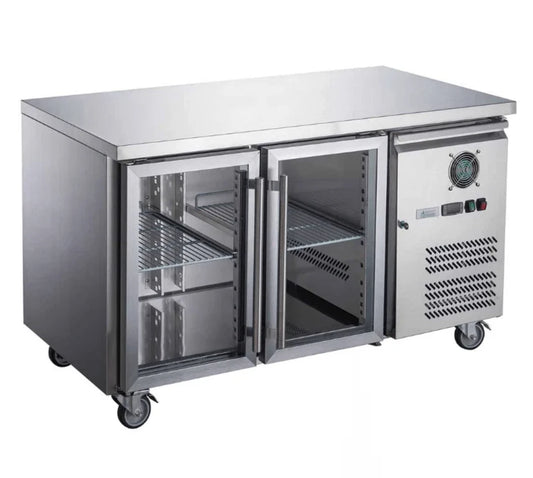 FED-X Commercial Two Glass Door Bench Fridge 282L