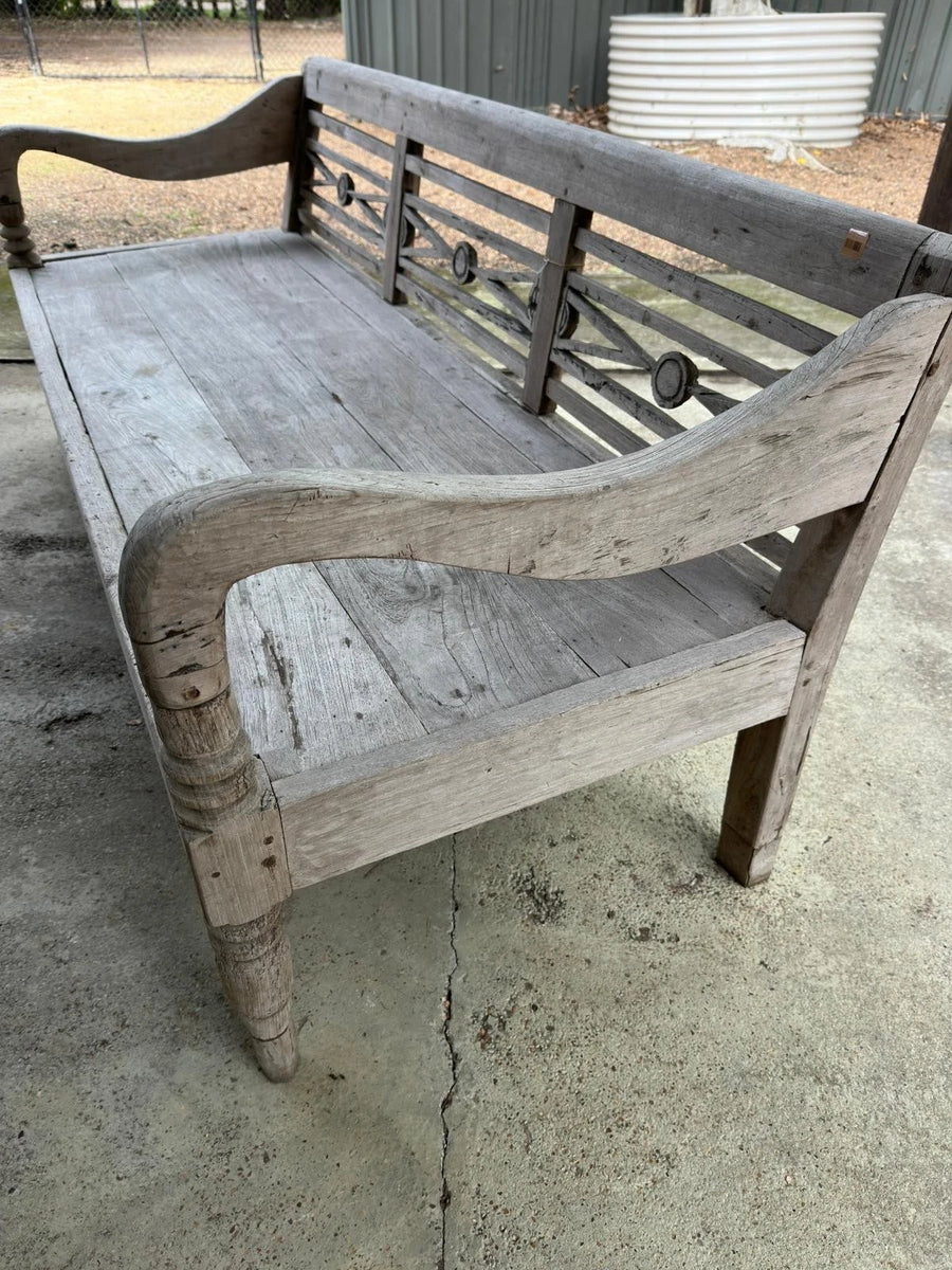 Vintage Teak Bench Seat Daybed Rustic Outdoor Garden Bench 188cm