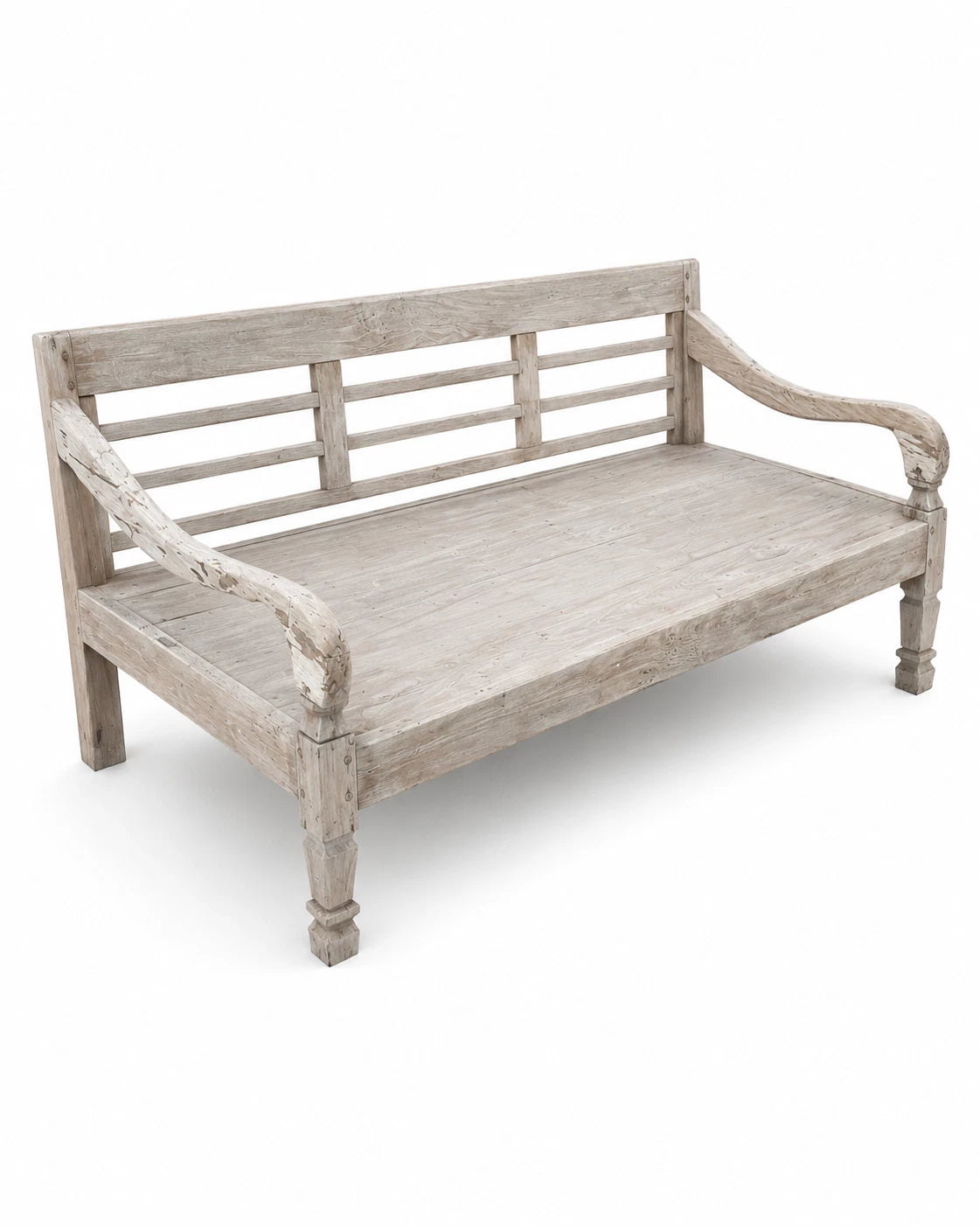 Vintage Teak Daybed Bench Seat Rustic Outdoor Lounge Bench 194cm
