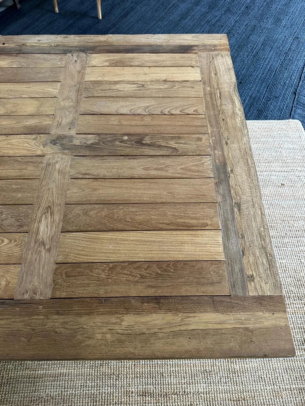 Large Teak Indoor Outdoor Dining Table Rustic Modern Timber Table