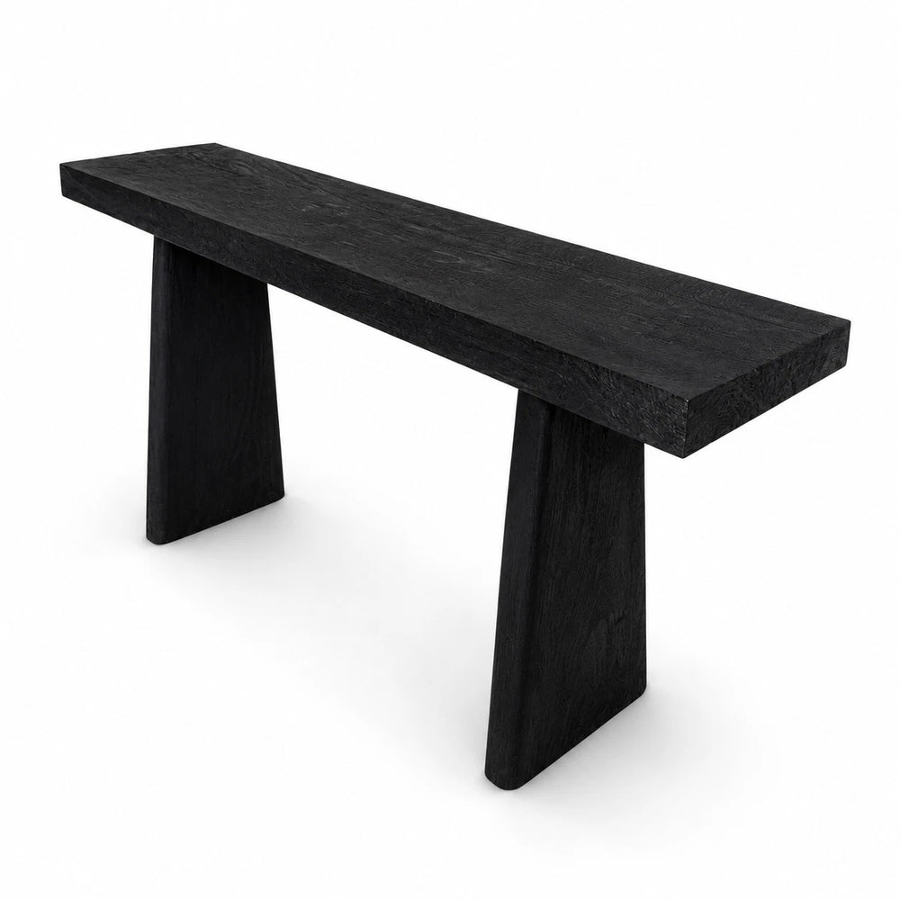 Shou Sugi Ban Recycled Teak Console Table Black Burnt Timber Hall Table