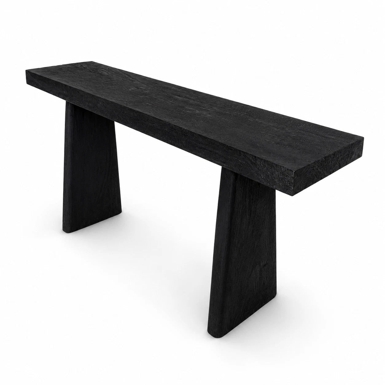 Shou Sugi Ban Recycled Teak Console Table Black Burnt Timber Hall Table