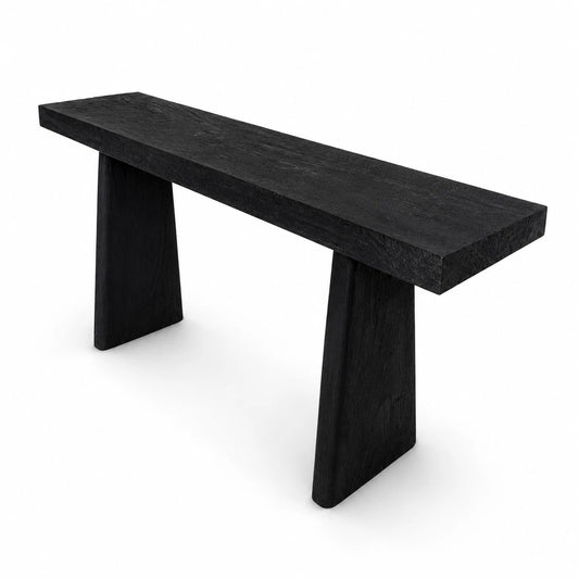 Shou Sugi Ban Recycled Teak Console Table Black Burnt Timber Hall Table