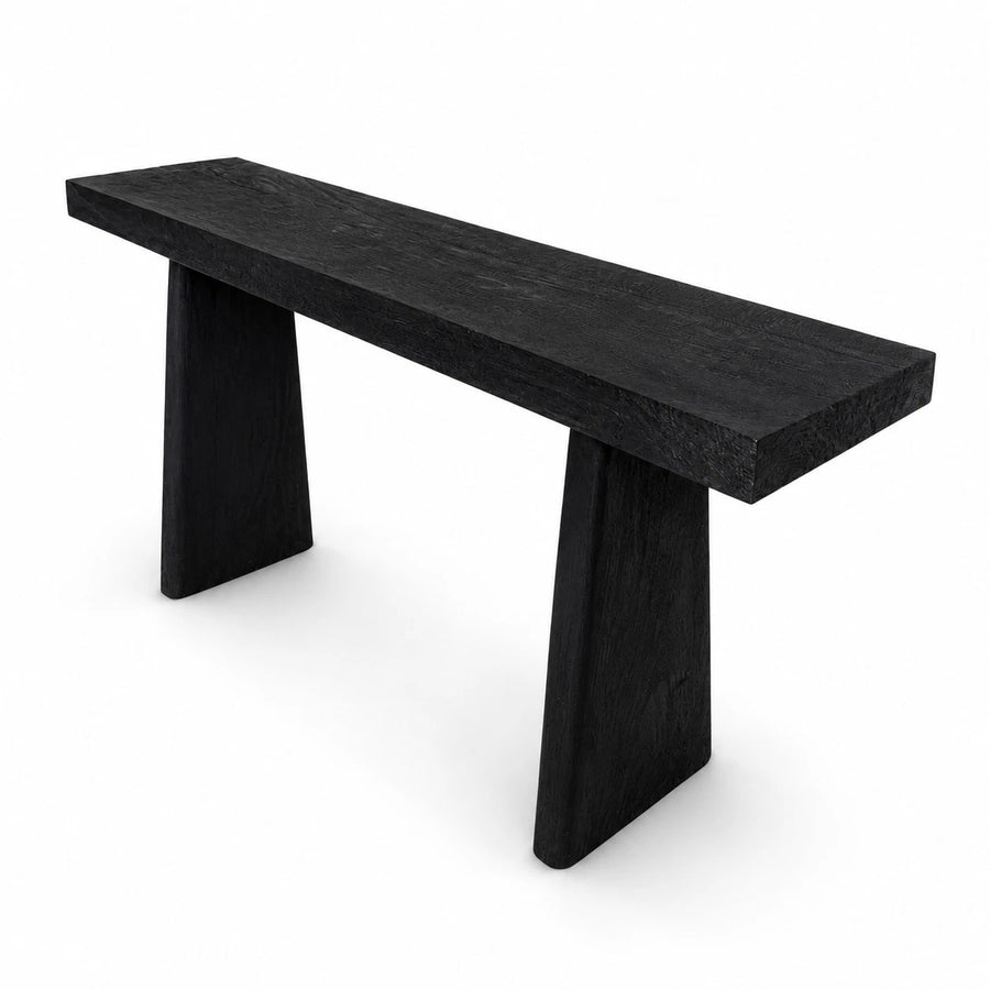 Shou Sugi Ban Recycled Teak Console Table Black Burnt Timber Hall Table