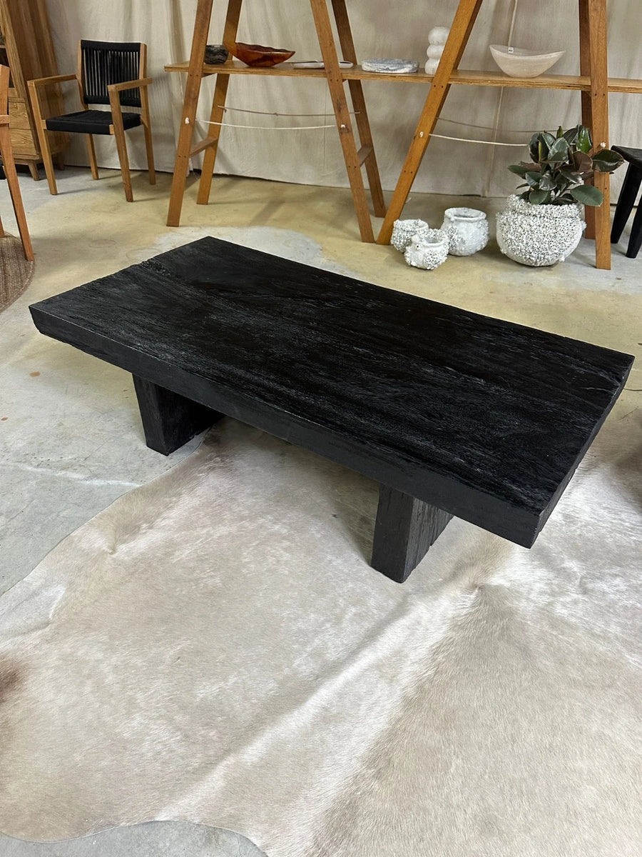 Wabi Sabi Black Coffee Table Rustic Timber Low Table Organic Modern