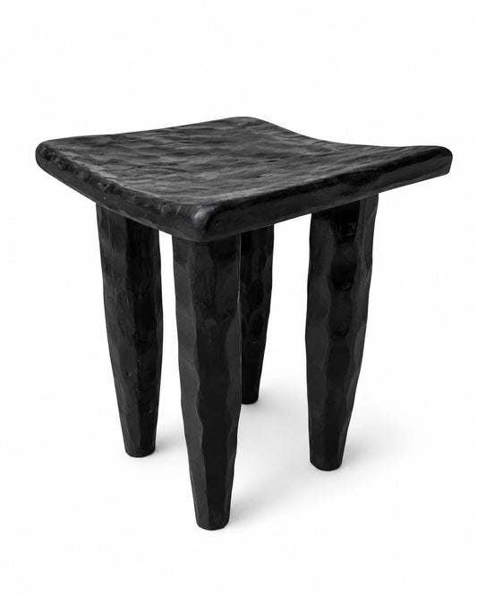Hinoki Black Timber Stool Japanese Inspired Reclaimed Wood Side Table