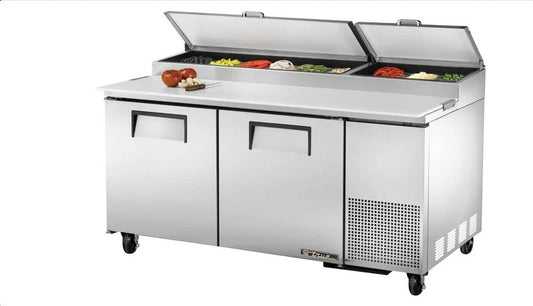 Commercial TPP67 Pizza Prep Bench with GN Pans and Cutting Board